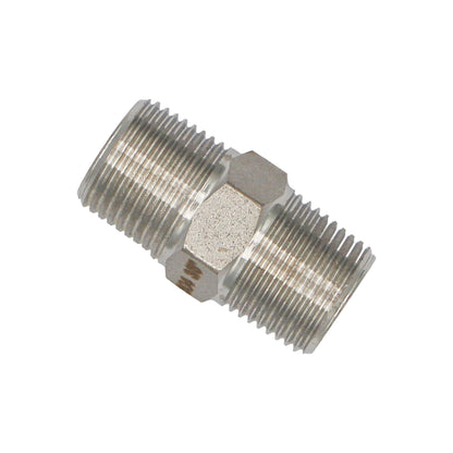 Stainless Steel British Standard Pipe Hex Nipple - 3/8" Male BSPT (1 1/4")