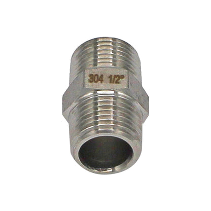 1/2" Male BSP Hex Nipple - 304 Stainless Steel Pipe Fitting