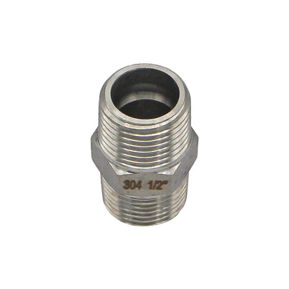 1/2" Male BSP Hex Nipple - 304 Stainless Steel Pipe Fitting