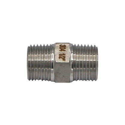 1/2" Male BSP Hex Nipple - 304 Stainless Steel Pipe Fitting