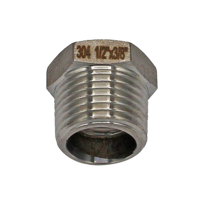 1/2" Male BSP X 3/8" Female BSP Reducer Bushing - 304 Stainless Steel Pipe Fitting