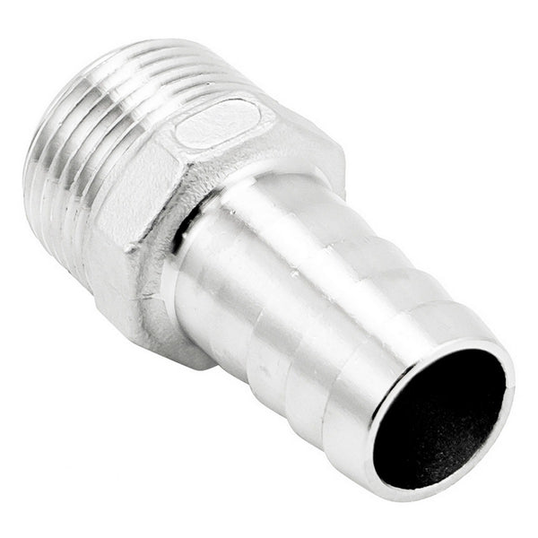Stainless Steel British Standard Pipe Fitting - 1" Male BSP X 15/16" OD Barb
