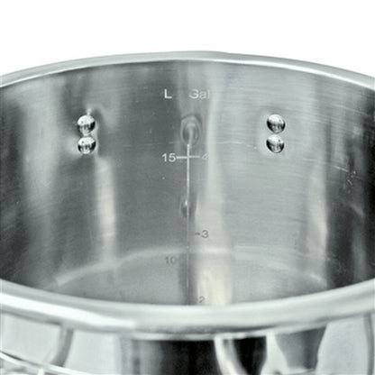 304 Stainless Steel Weldless Brew Kettle - 21L - Etched Volume Markings