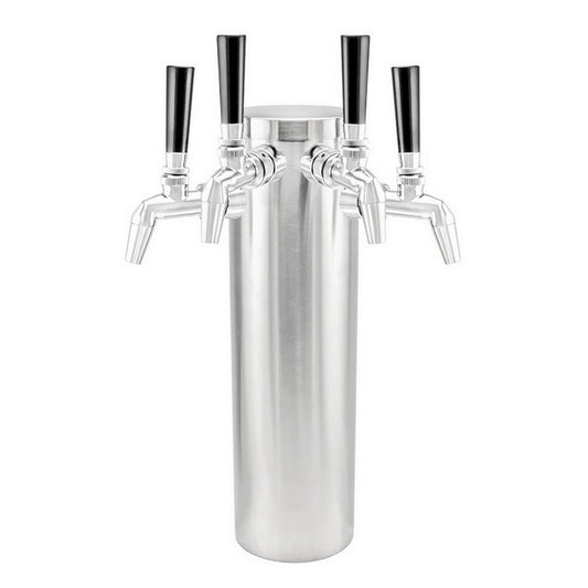 Brushed Stainless Steel Beer Tower Duotight Kit - Four Nukatap Faucets