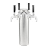 Brushed Stainless Steel Beer Tower Duotight Kit - Four Nukatap Faucets