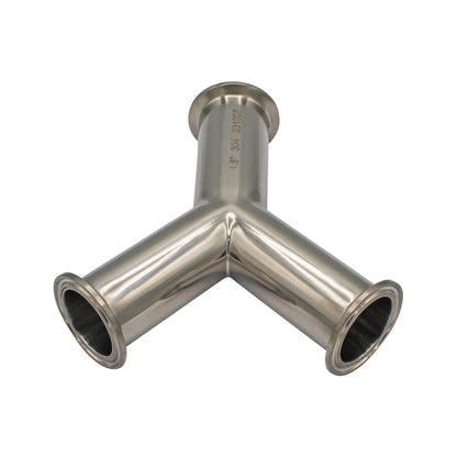 1.5" Tri Clamp Wye (Y-fitting)- Sanitary Stainless Steel