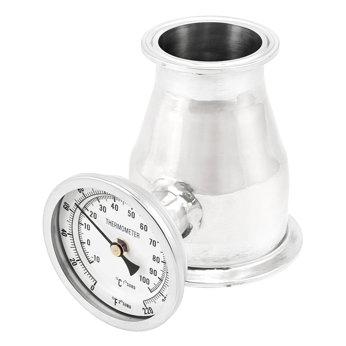 3" X 2" Tri Clamp Concentric Reducer With Thermometer - Tri Clover Sanitary Stainless Steel Fitting