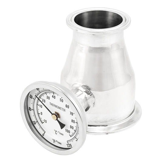 3" X 2" Tri Clamp Concentric Reducer With Thermometer - Tri Clover Sanitary Stainless Steel Fitting