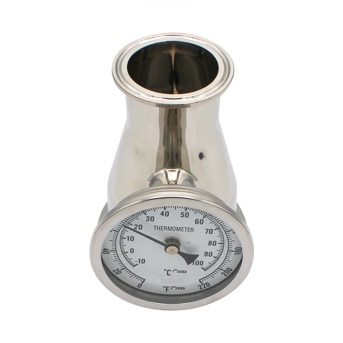 3" X 2" Tri Clamp Concentric Reducer With Thermometer - Tri Clover Sanitary Stainless Steel Fitting