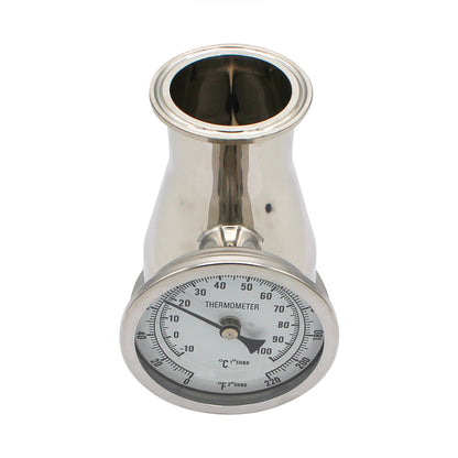 3" X 2" Tri Clamp Concentric Reducer With Thermometer - Tri Clover Sanitary Stainless Steel Fitting
