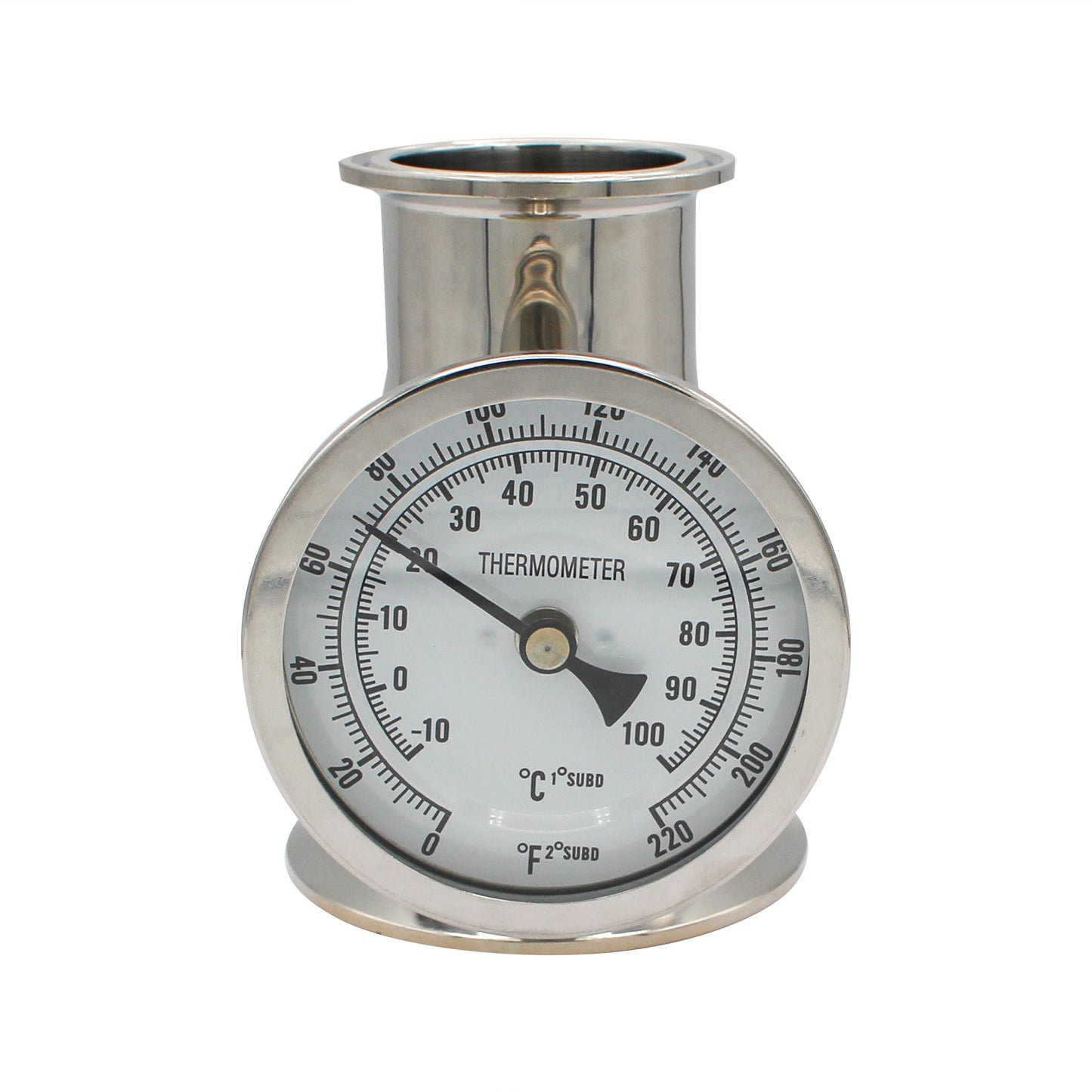 3" X 2" Tri Clamp Concentric Reducer With Thermometer - Tri Clover Sanitary Stainless Steel Fitting
