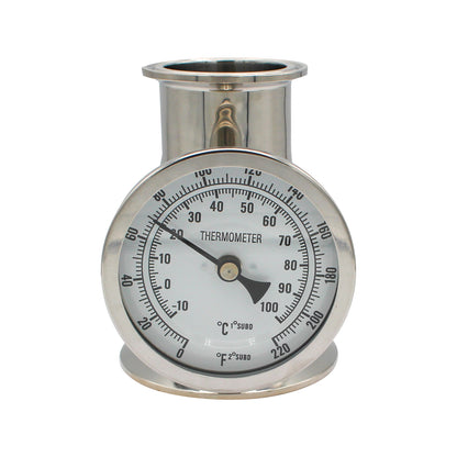 3" X 2" Tri Clamp Concentric Reducer With Thermometer - Tri Clover Sanitary Stainless Steel Fitting