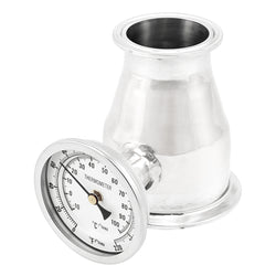 Stainless Steel Tri-Clover Concentric Reducer With Thermometer - 3" TC X 2" TC