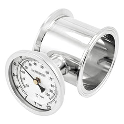 Stainless Steel Tri-Clover Extension Tube With Thermometer - 3" TC (2 3/4")