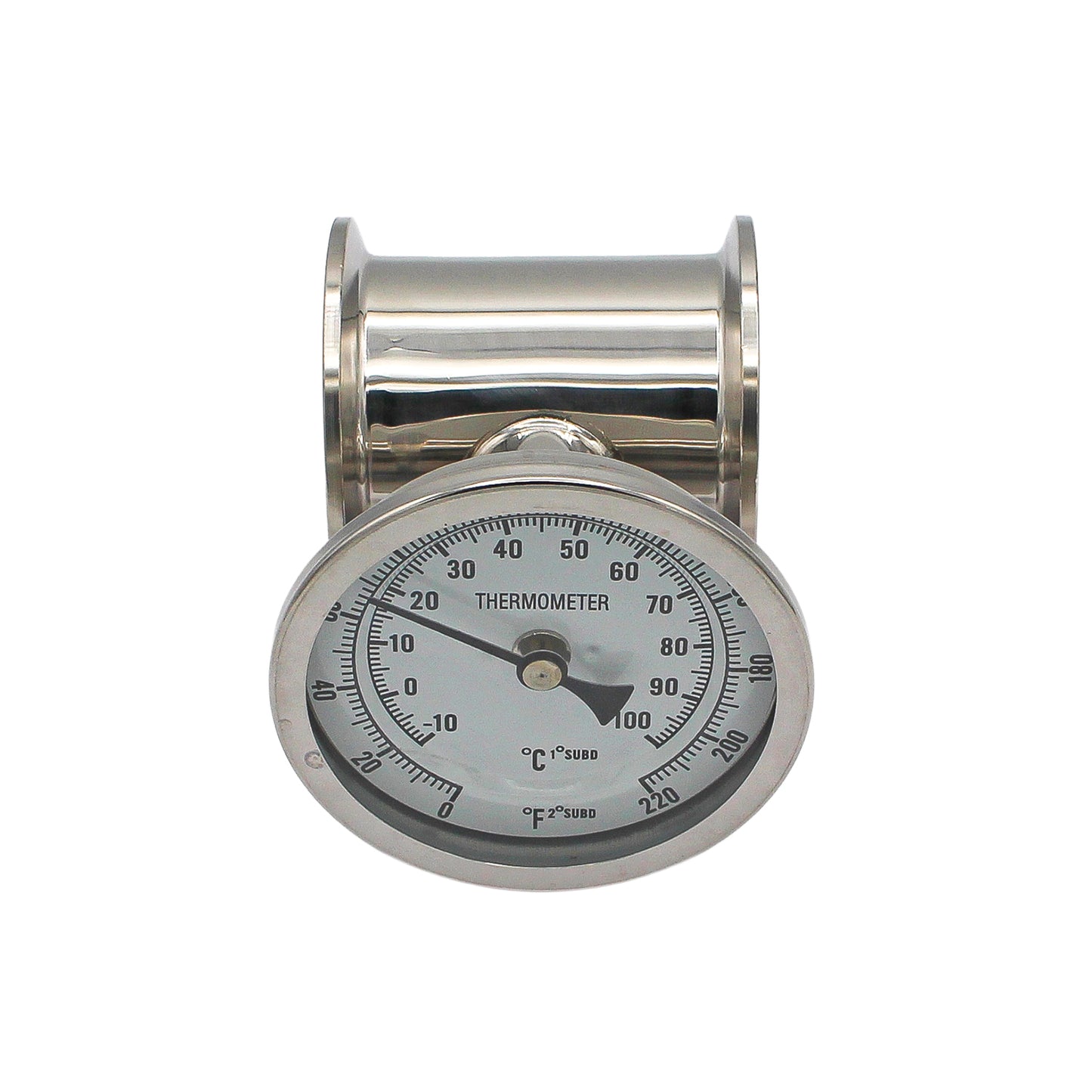 2" Tri Clamp Extension Tube with Thermometer (2 3/4") - Tri Clover Sanitary Stainless Steel