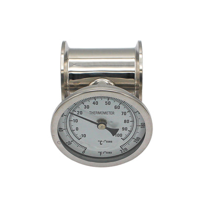 2" Tri Clamp Extension Tube with Thermometer (2 3/4") - Tri Clover Sanitary Stainless Steel