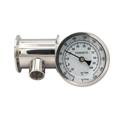 2" Tri Clamp Extension Tube with Thermometer (2 3/4") - Tri Clover Sanitary Stainless Steel