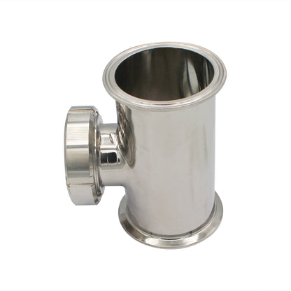 3" Tri Clamp Sight Glass Union Tee (Flute Section) - Tri Clover Sanitary Stainless Steel