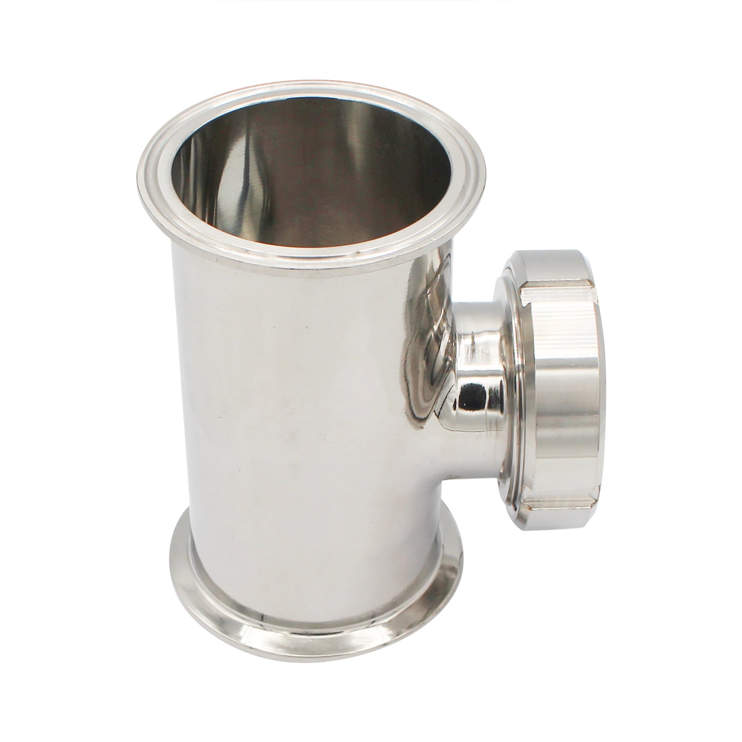 3" Tri Clamp Sight Glass Union Tee (Flute Section) - Tri Clover Sanitary Stainless Steel