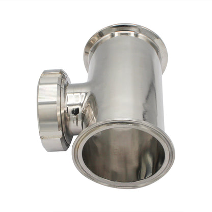 3" Tri Clamp Sight Glass Union Tee (Flute Section) - Tri Clover Sanitary Stainless Steel