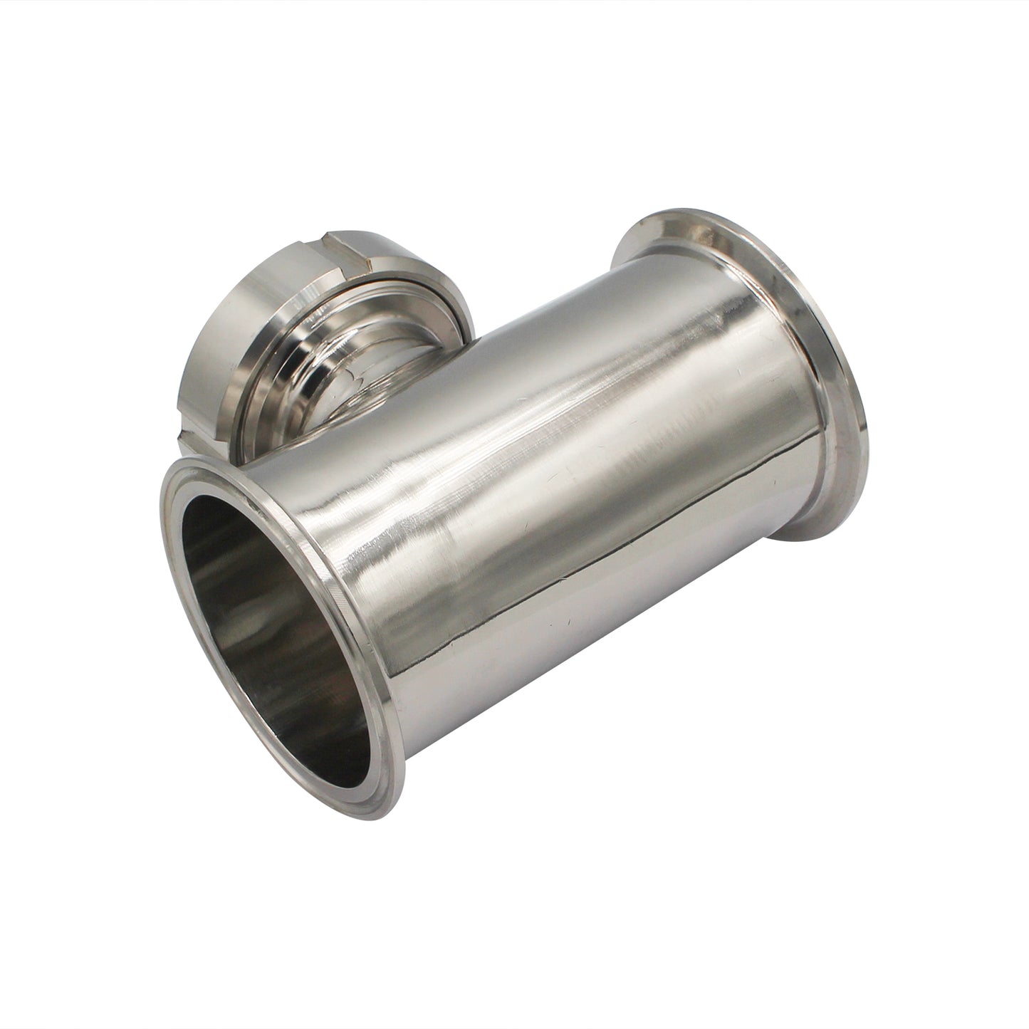 3" Tri Clamp Sight Glass Union Tee (Flute Section) - Tri Clover Sanitary Stainless Steel