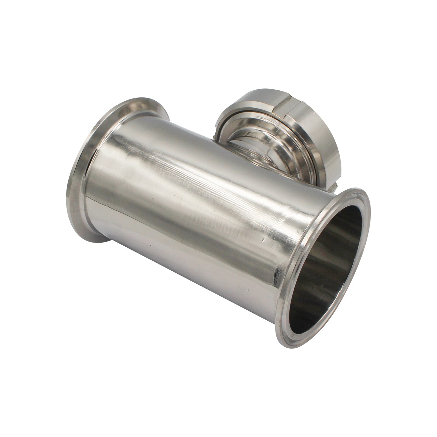 3" Tri Clamp Sight Glass Union Tee (Flute Section) - Tri Clover Sanitary Stainless Steel