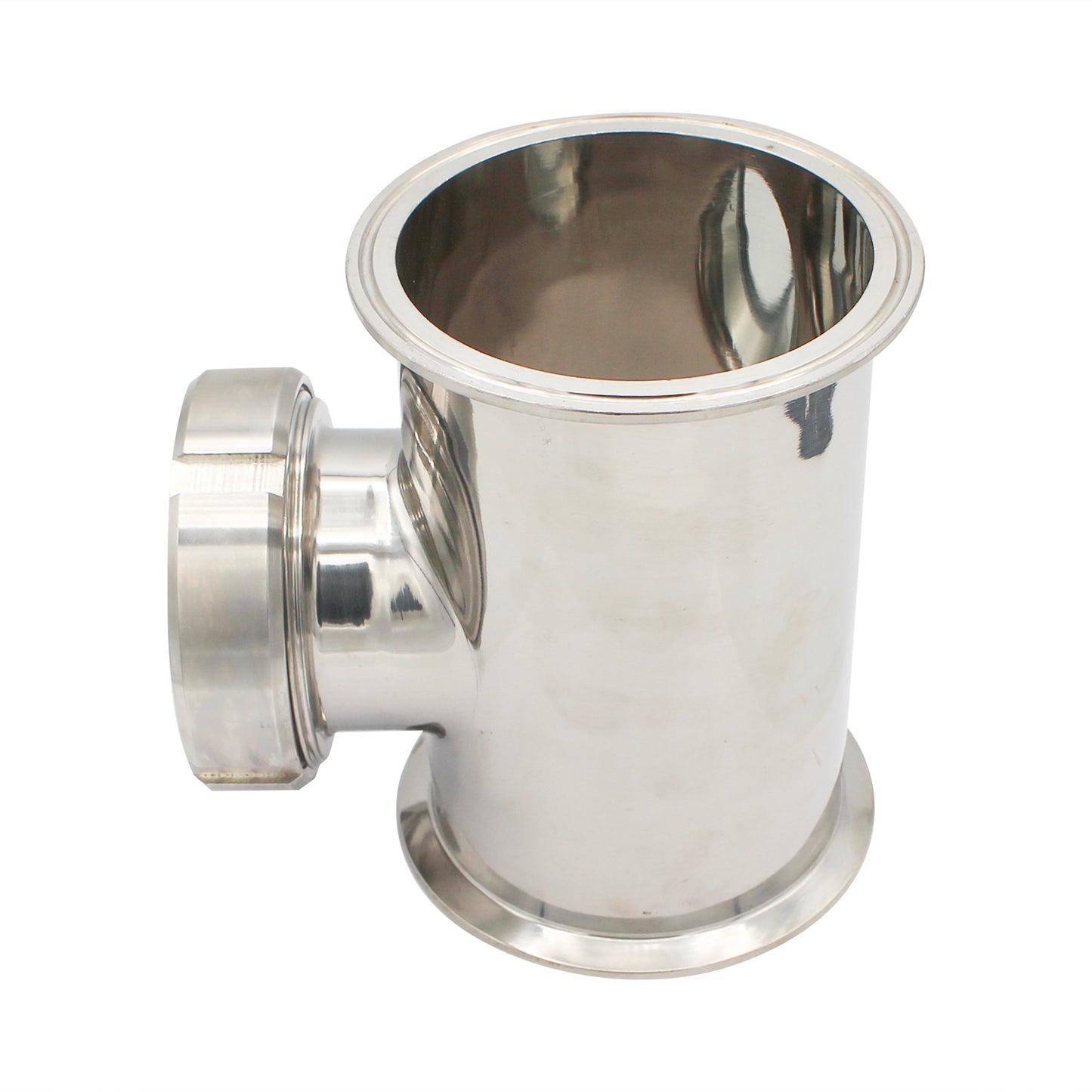 4" Tri Clamp Sight Glass Union Tee (Flute Section) - Tri Clover Sanitary Stainless Steel