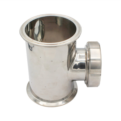 4" Tri Clamp Sight Glass Union Tee (Flute Section) - Tri Clover Sanitary Stainless Steel