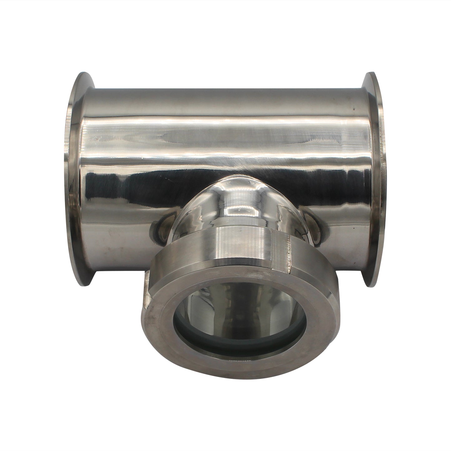 4" Tri Clamp Sight Glass Union Tee (Flute Section) - Tri Clover Sanitary Stainless Steel