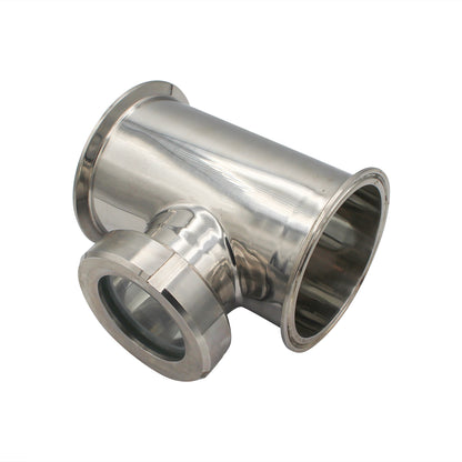 4" Tri Clamp Sight Glass Union Tee (Flute Section) - Tri Clover Sanitary Stainless Steel