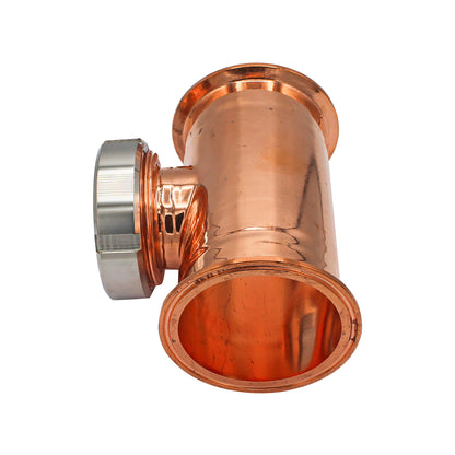 3" Tri Clamp Sight Glass Union Tee (Flute Section) - Copper, Tri Clover