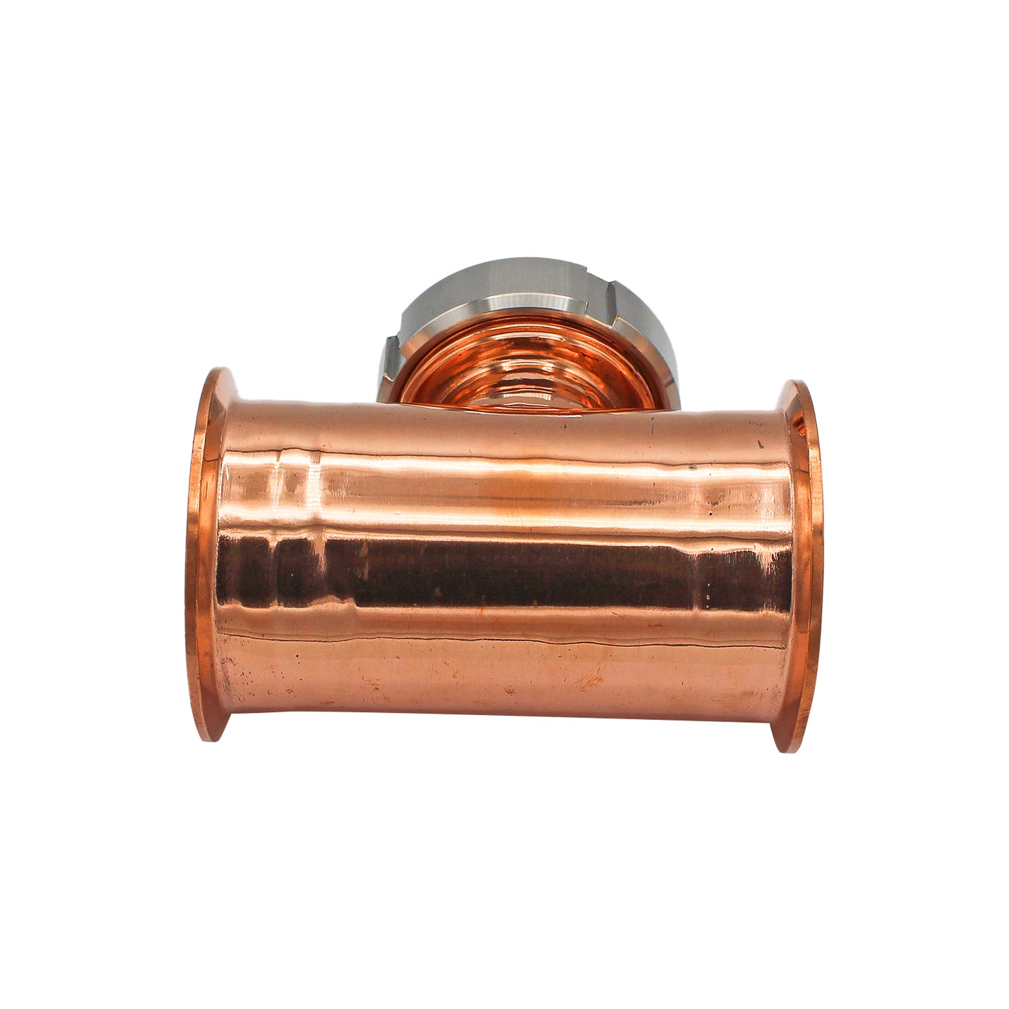 3" Tri Clamp Sight Glass Union Tee (Flute Section) - Copper, Tri Clover
