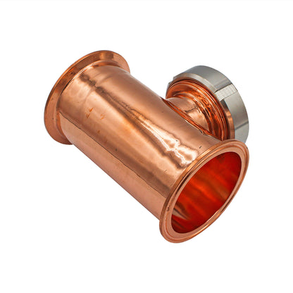 3" Tri Clamp Sight Glass Union Tee (Flute Section) - Copper, Tri Clover