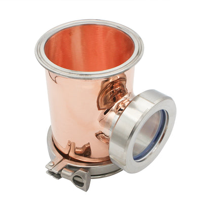 4" Tri Clamp Sight Glass Union Tee (Flute Section) Kit - Copper, Tri Clover