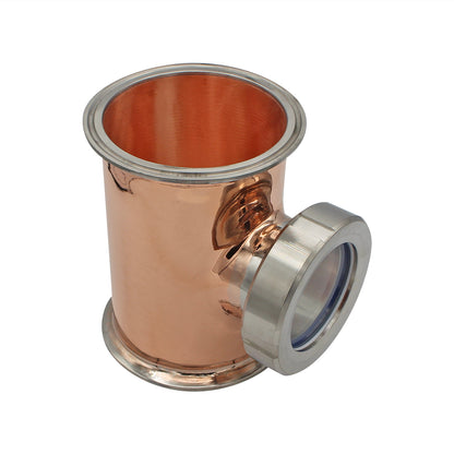 4" Tri Clamp Sight Glass Union Tee (Flute Section) Kit - Copper, Tri Clover