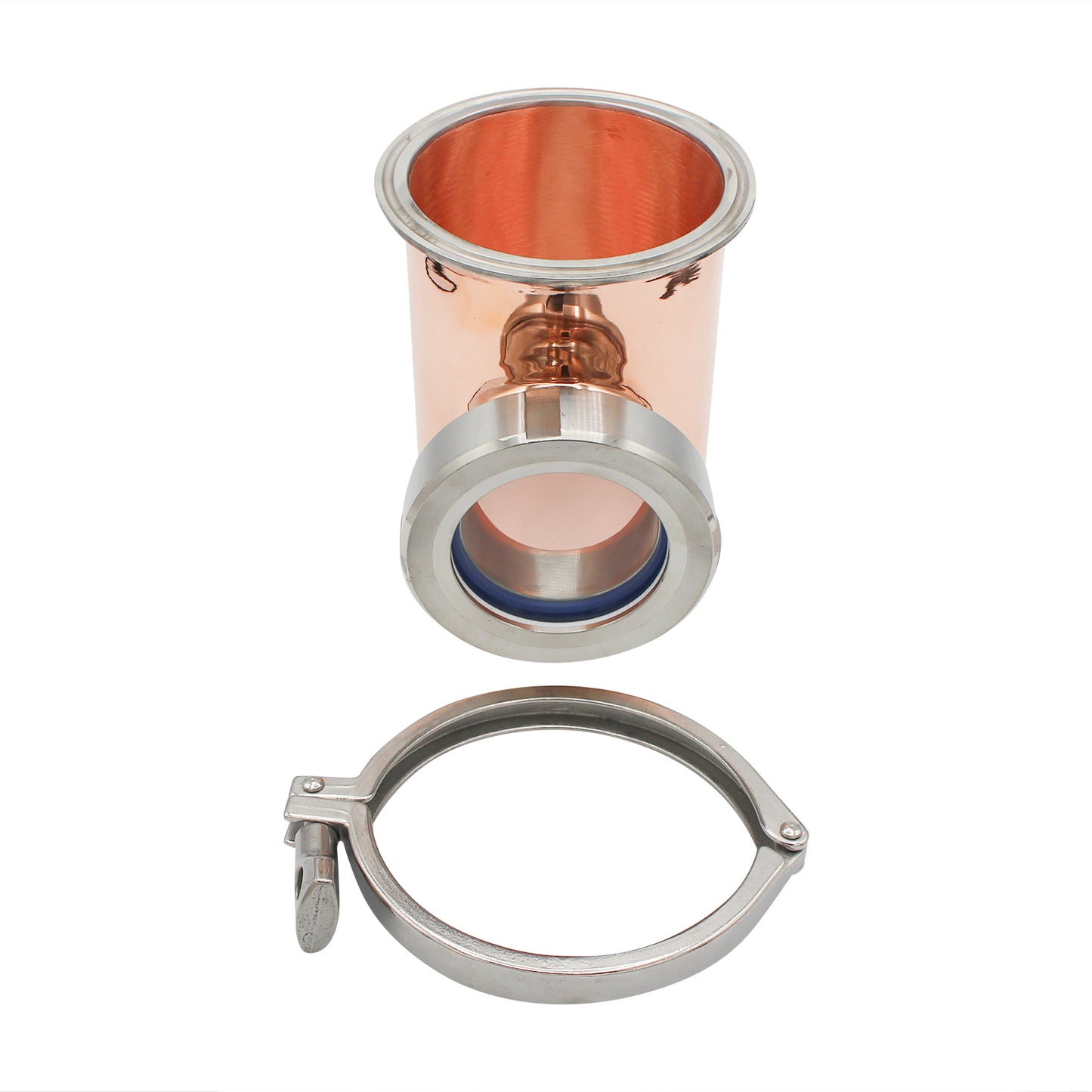 4" Tri Clamp Sight Glass Union Tee (Flute Section) Kit - Copper, Tri Clover