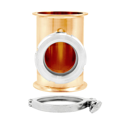 4" Tri Clamp Sight Glass Union Tee (Flute Section) Kit - Copper, Tri Clover