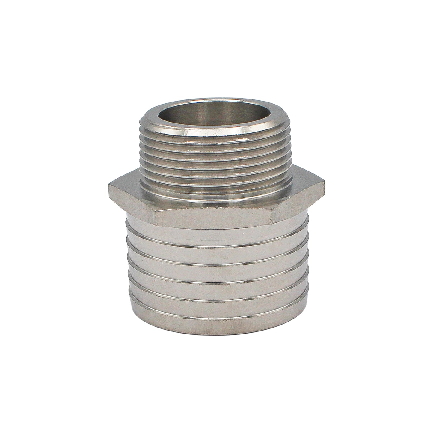 Stainless Steel Fitting - 1 1/4" Male NPT X 2" OD Barb