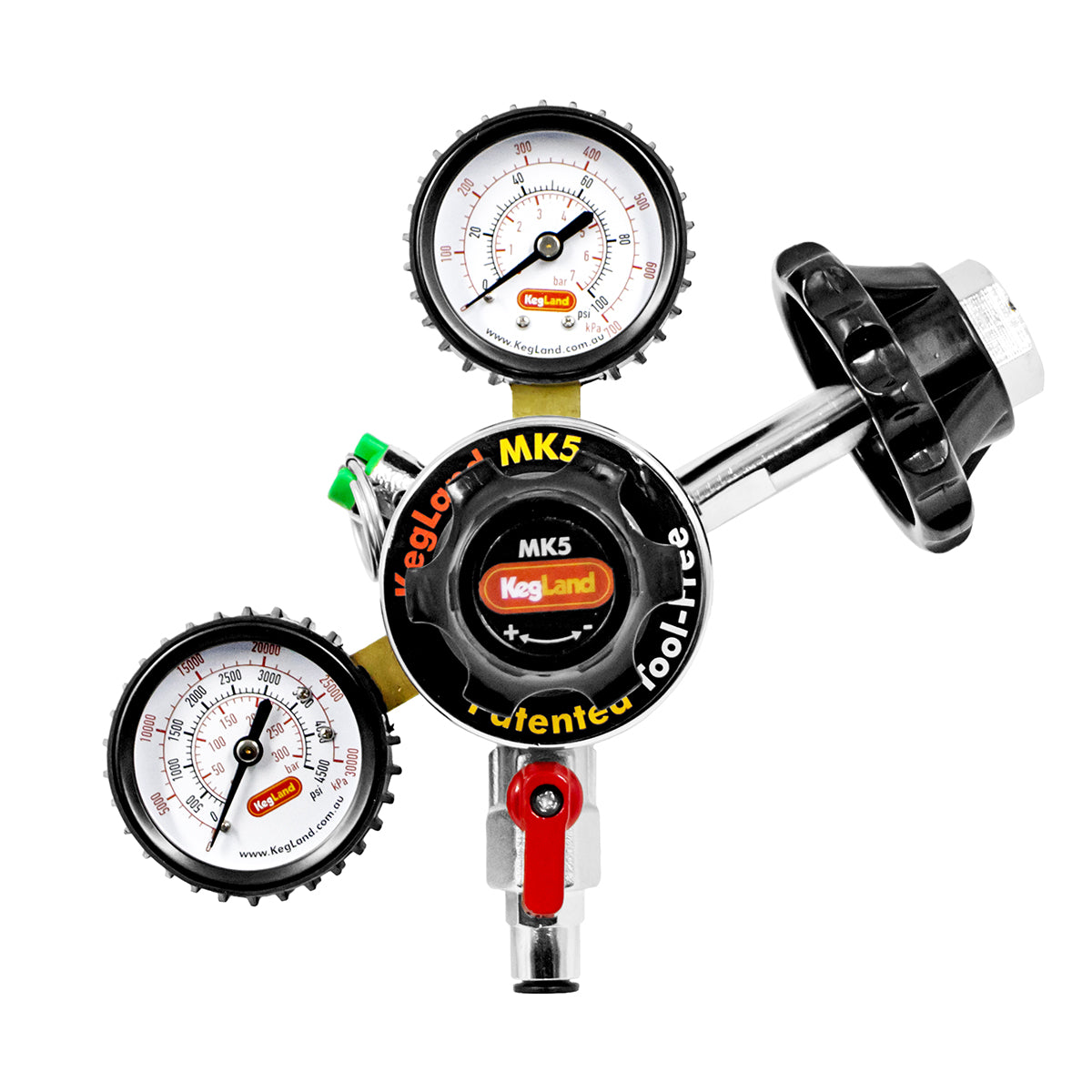 Kegland Multi-Gas 1-Way Primary Co2 Tool-Free Regulator (100 PSI, 4500 PSI) - 5/16" (8mm) [MK5] -  Canuck Homebrew Supply, Canada
