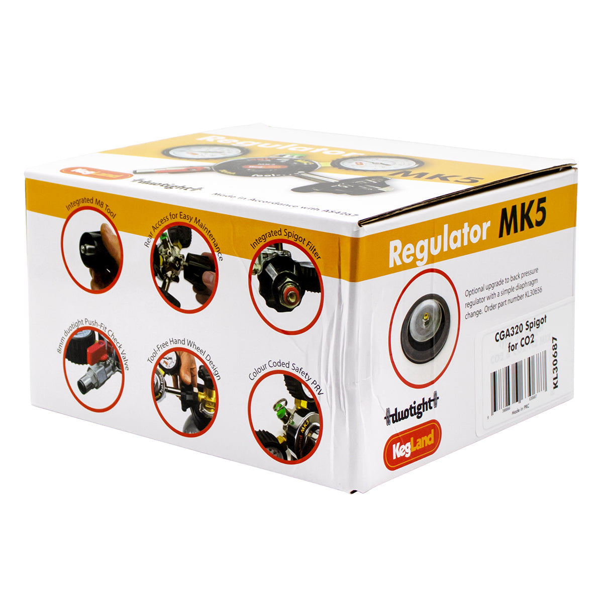 Kegland Multi-Gas 1-Way Primary Co2 Tool-Free Regulator (100 PSI, 4500 PSI) - 5/16" (8mm) [MK5] -  Canuck Homebrew Supply, Canada