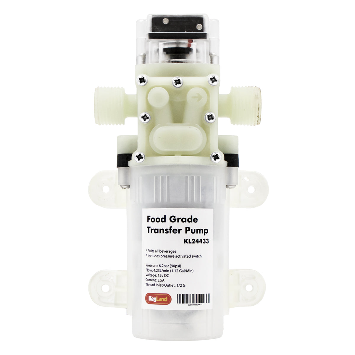 Kegland Super Sucker Transfer Pump - 1/2" Male BSP | 250L/H (12V)