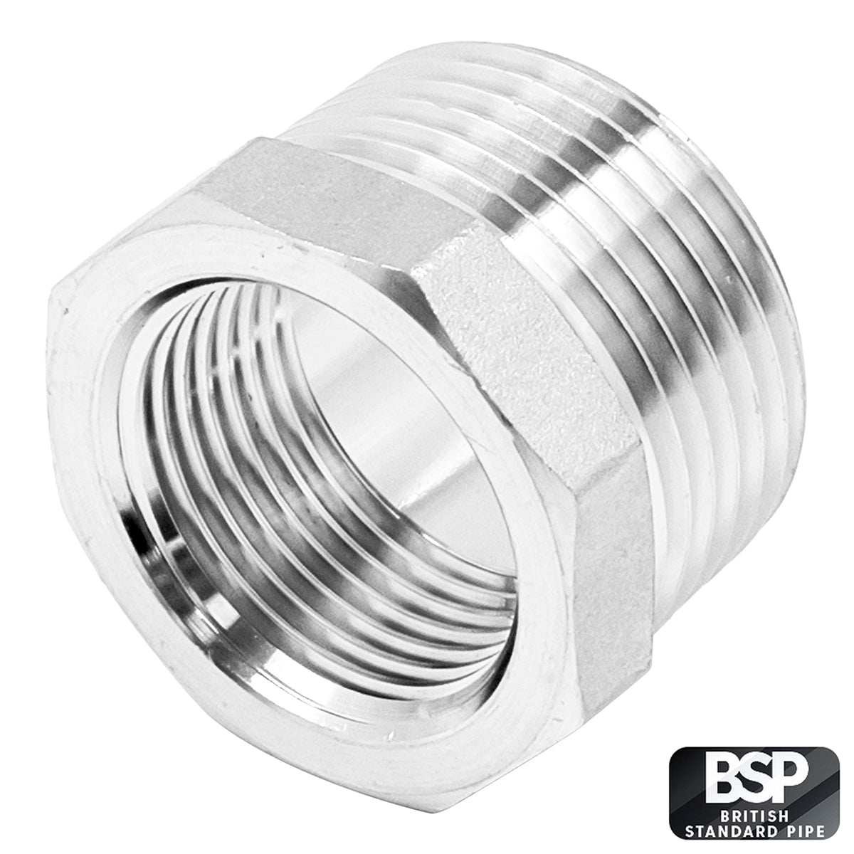 Stainless Steel 1" MBSP x 3/4" FBSP Reducer Bushing