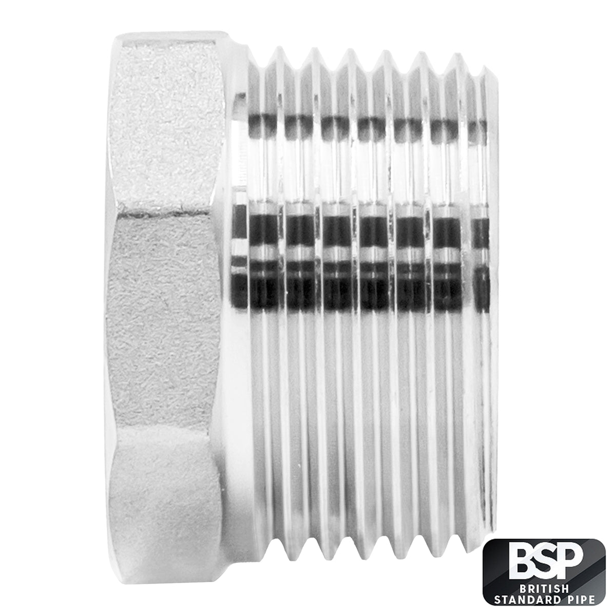 Stainless Steel British Standard Pipe Reducer Bushing - 1" Male BSP X 3/4" Female BSP -  Canuck Homebrew Supply, Canada