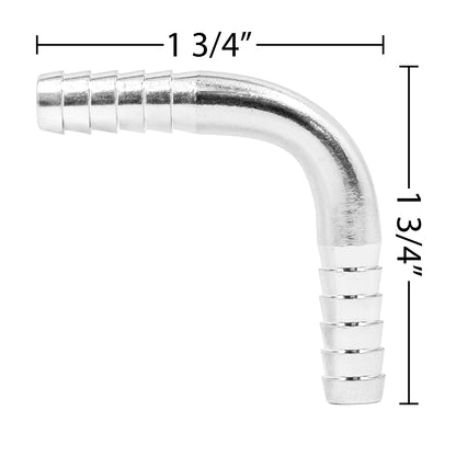 Stainless Steel Barbed Hose Splicer 90° Elbow - 3/16"