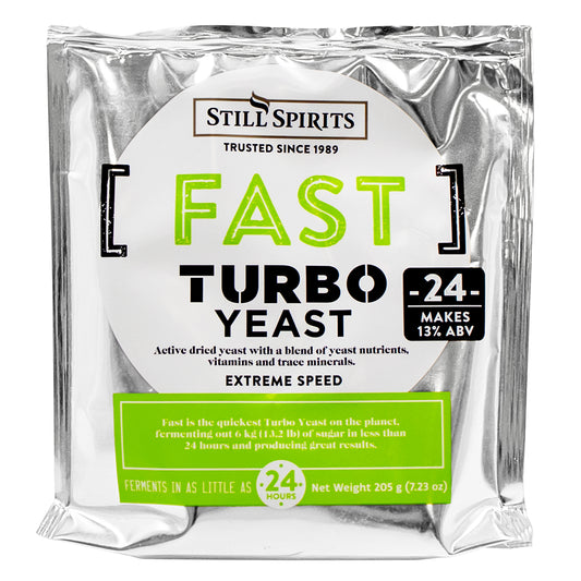 Still Spirits Fast Turbo 24 Hour Yeast (13% ABV) - Active Dried Yeast and Nutrients (205 g)