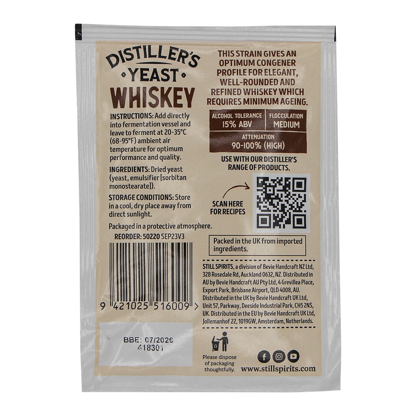 Still Spirits Distiller's Whiskey Yeast (20 g)