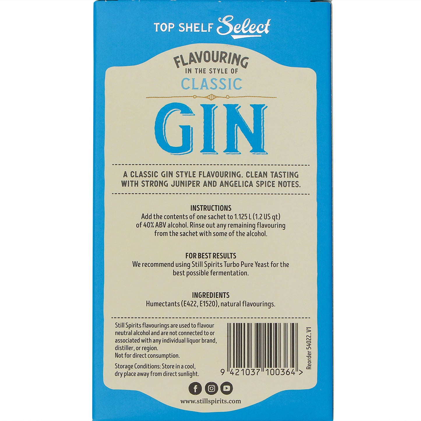 Still Spirits Top Shelf Select Spirit Flavouring - Classic Gin (30 g)