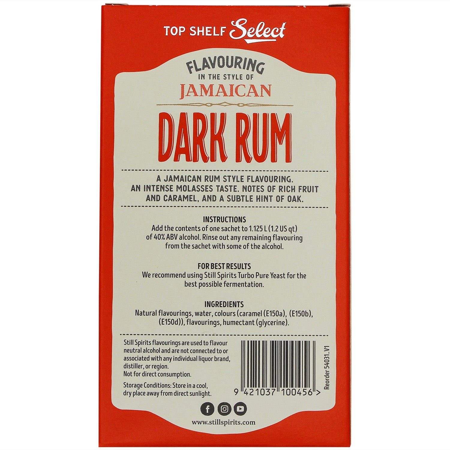 Still Spirits Top Shelf Select Spirit Flavouring - Jamaican Dark Rum (54 g) -  Canuck Homebrew Supply, Canada