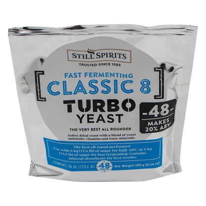 Still Spirits 48 hour Fast fermenting Classic 8 Turbo Yeast (20%ABV) Active Dry Yeast and Nutrients (180 g)