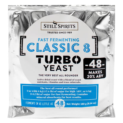 Still Spirits 48 hour Fast fermenting Classic 8 Turbo Yeast (20%ABV) Active Dry Yeast and Nutrients (180 g)